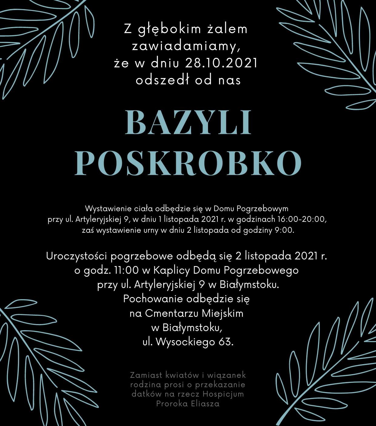 Nekrolog Bazyli Poskrobko