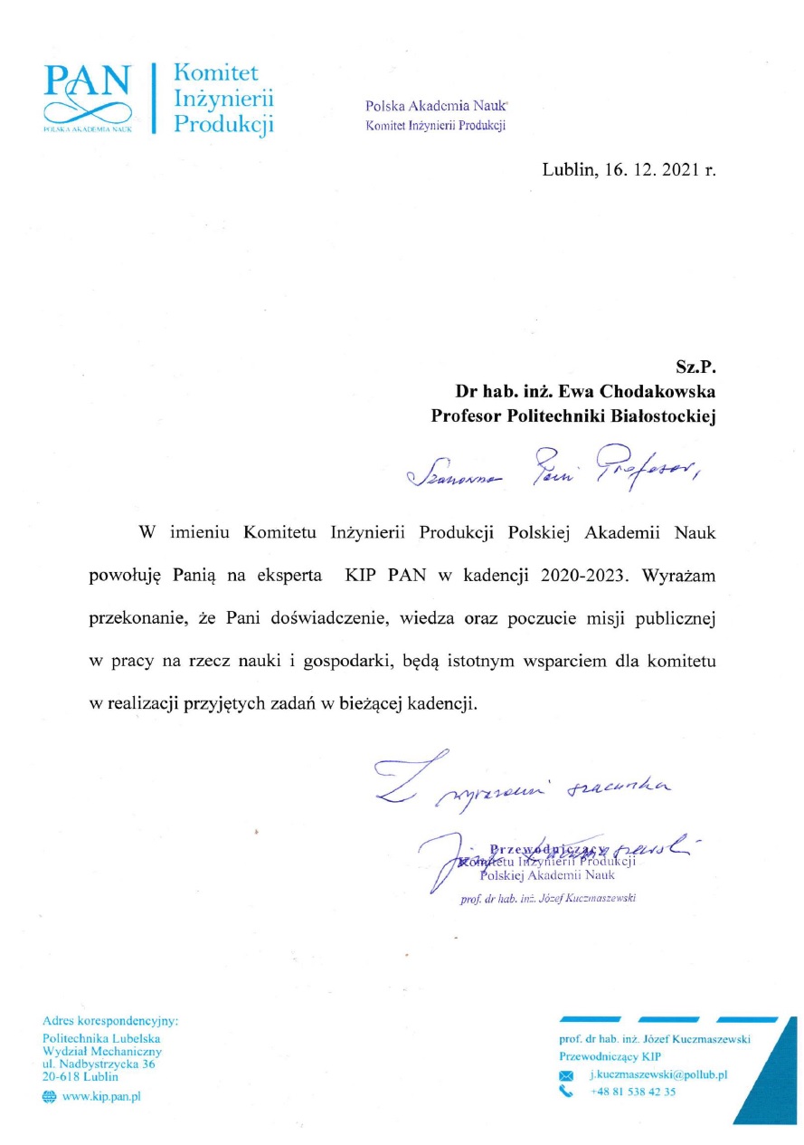 List nominacyjny do KIP PAN