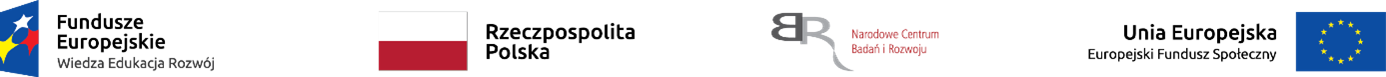 Loga: Fundusze Europejskie - Wiedza Edukacja Rozwój, Rzeczpospolita Polska, Narodowe Centrum Badań i Rozwoju, Unia Eruopejskia - Europejski Fundusz Socjalny 