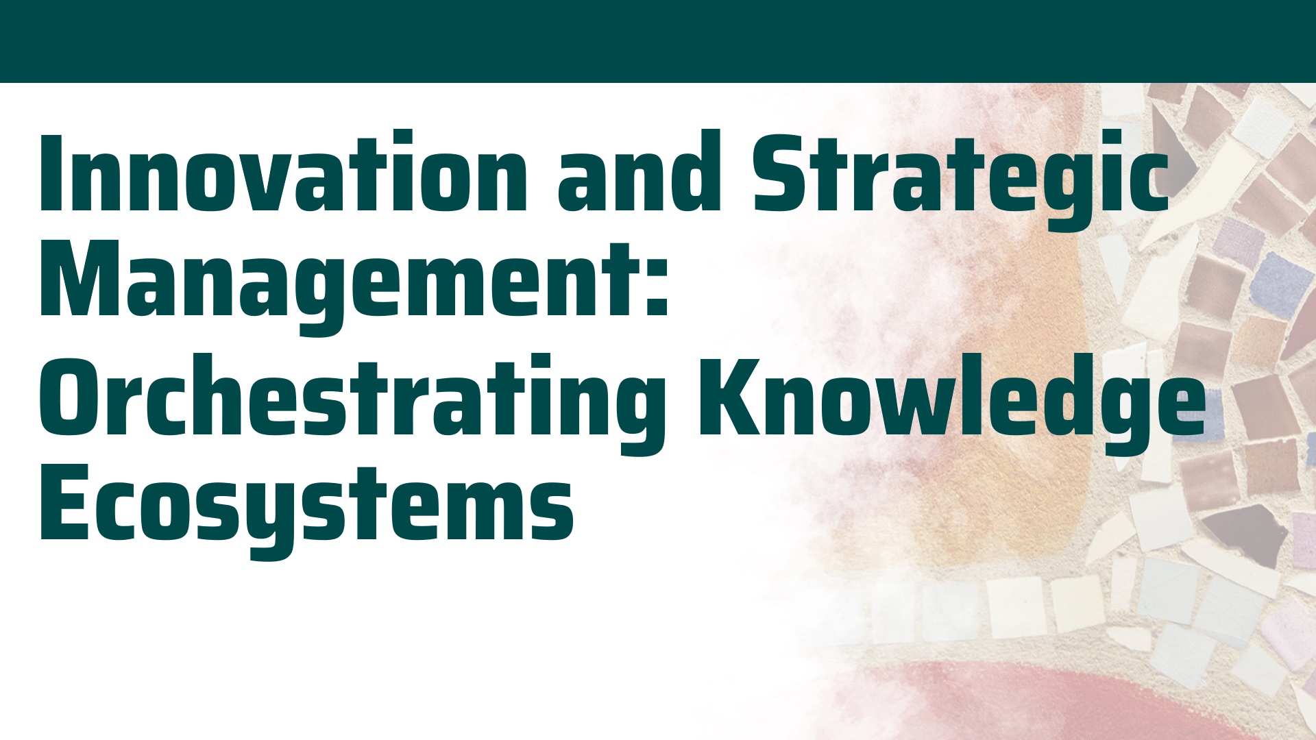 Slajd z tytułem wykładu Rafaela Poppera, Innovation and Strategic Management: Orchestrating Knowledge Ecosystems