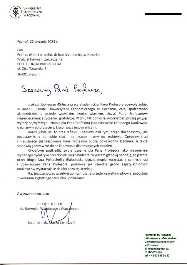 List gratulacyjne UEP