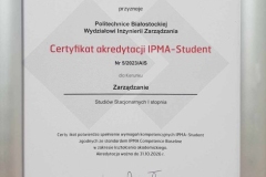 Certyfikacja IPMA - kierunek Zarządzanie I stopnia - stacjonarne