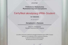 Certyfikacja IPMA - kierunek Zarządzanie II stopnia - stacjonarne